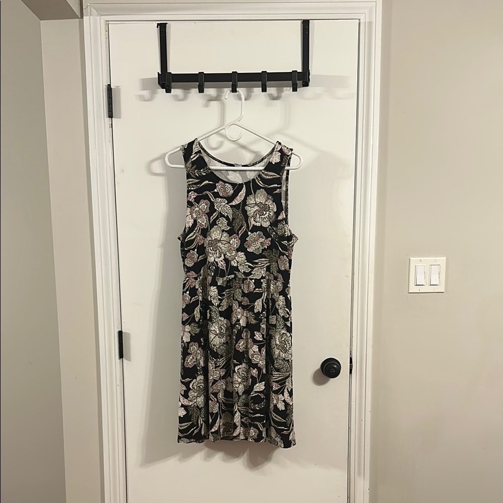 Floral Sleeveless Dress - Black, White, and Pink